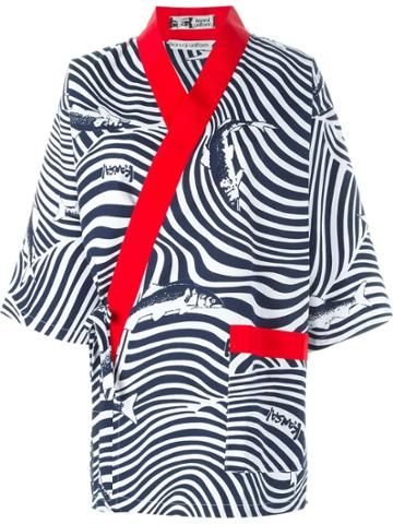 Kansai Yamamoto Vintage 'uniform' Wrap Kimono - Blue