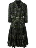 Samantha Sung 'leaves' Print Flared Dress, Women's, Size: 6, Black, Silk/wool