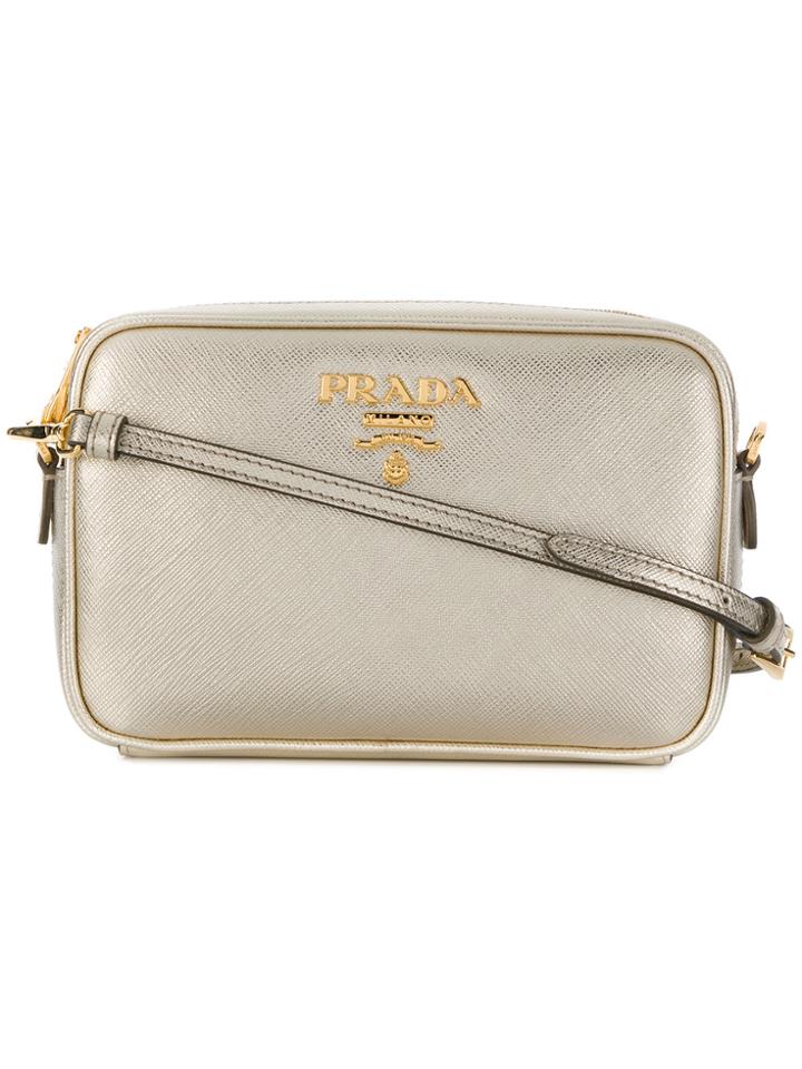 Prada Saffiano Lux Clutch - Nude & Neutrals