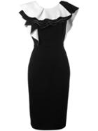 Capucci Ruffled Collar Dress, Women's, Size: 42, Black, Spandex/elastane/acetate/viscose/spandex/elastane