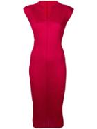 Pleats Please By Issey Miyake Ribbed Pencil Dress - Pink & Purple