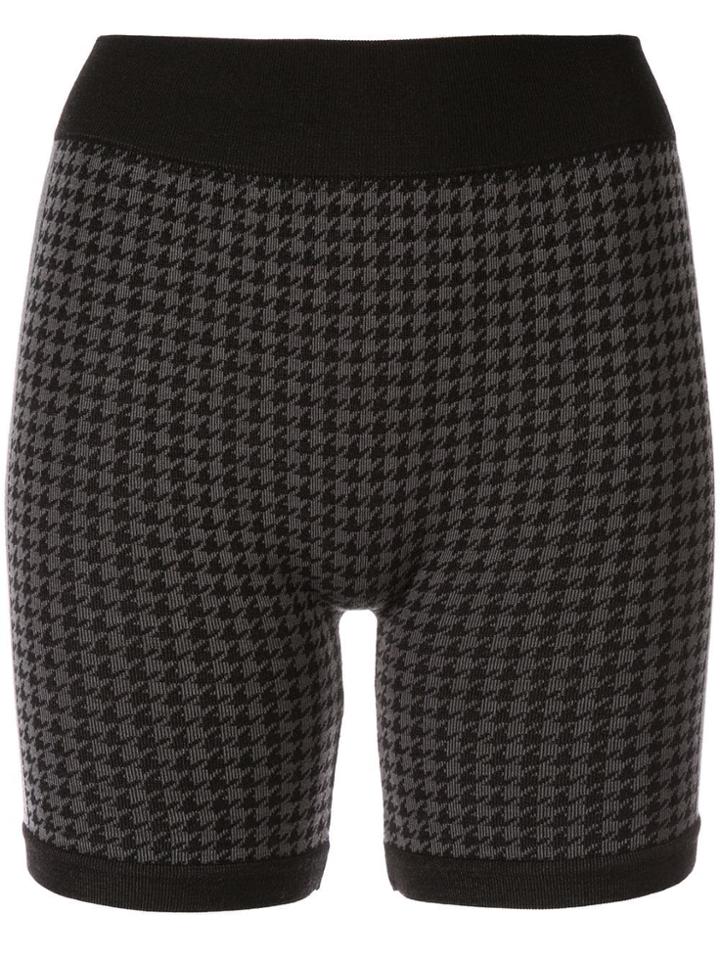 Nagnata Suki Houndstooth Biker Shorts - Black