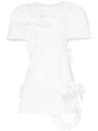 Shushu/tong Bow Embellished Ruffle Sash Mini Dress - White