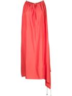 Astraet Drawstring Hem Asymmetric Dress, Women's, Red, Cotton/cupro