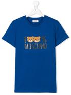 Moschino Kids Teen Teddy Logo Print T-shirt - Blue