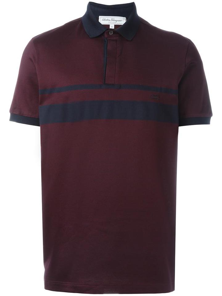 Salvatore Ferragamo Contrast Stripe Polo Shirt, Men's, Size: Xl, Red, Cotton