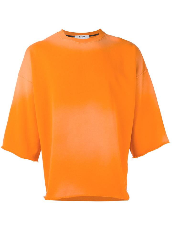 Msgm - Three-quarters Sleeve Sweatshirt - Men - Cotton - L, Yellow/orange, Cotton