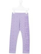 Young Versace Floral Greca Leggings, Girl's, Size: 10 Yrs, Pink/purple