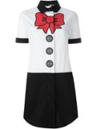 Love Moschino Red Bow Print Shirt Dress, Women's, Size: 46, White, Cotton/spandex/elastane