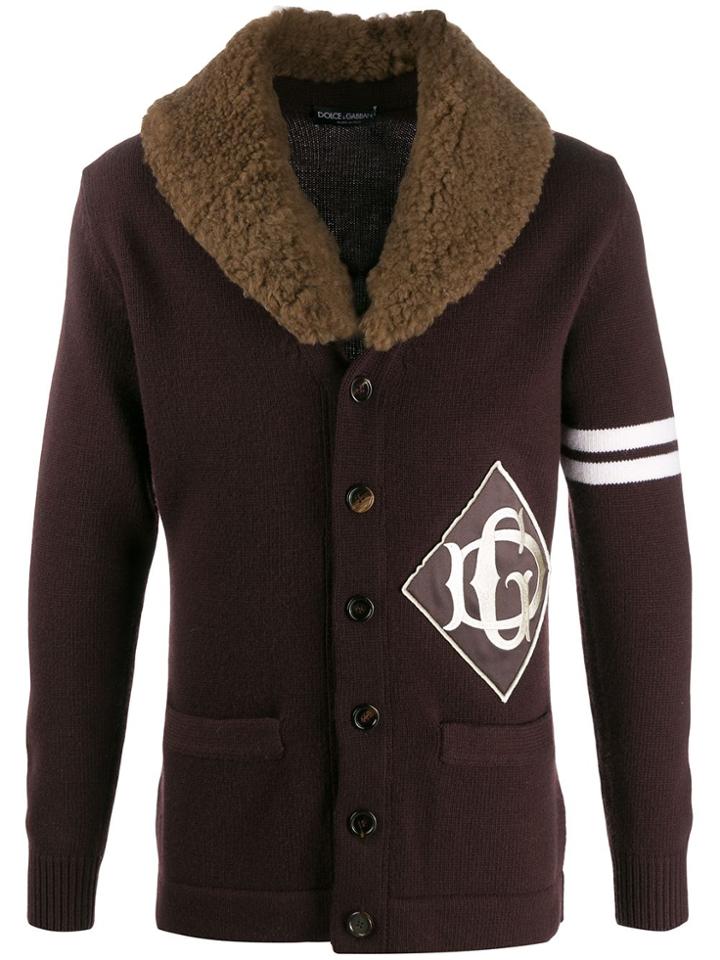 Dolce & Gabbana Monogrammed V-neck Cardigan - Brown