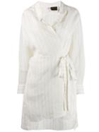 Loewe Paula Striped Wrap Dress - White