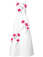 Carolina Herrera Flower Embroidered Gown - White