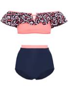 Flagpole Diana High-waisted Ruffle Bandeau Bikini - Blue