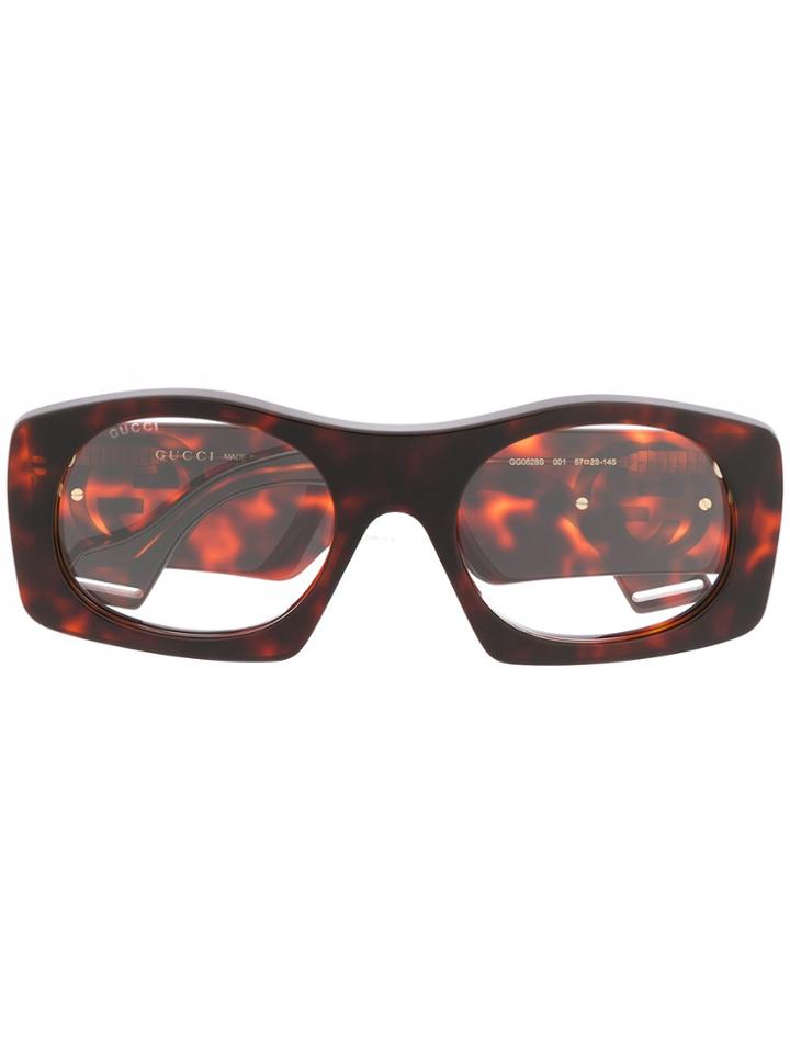 Gucci Eyewear Oversized Frames Glasses - Brown