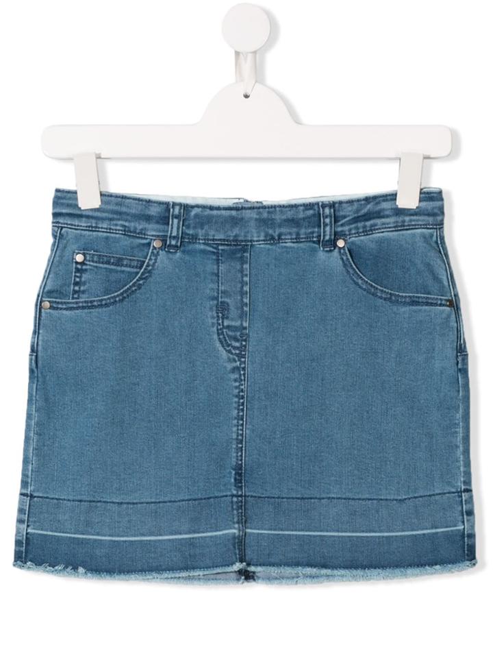 Stella Mccartney Kids Teen Raw Edges Denim Skirt - Blue