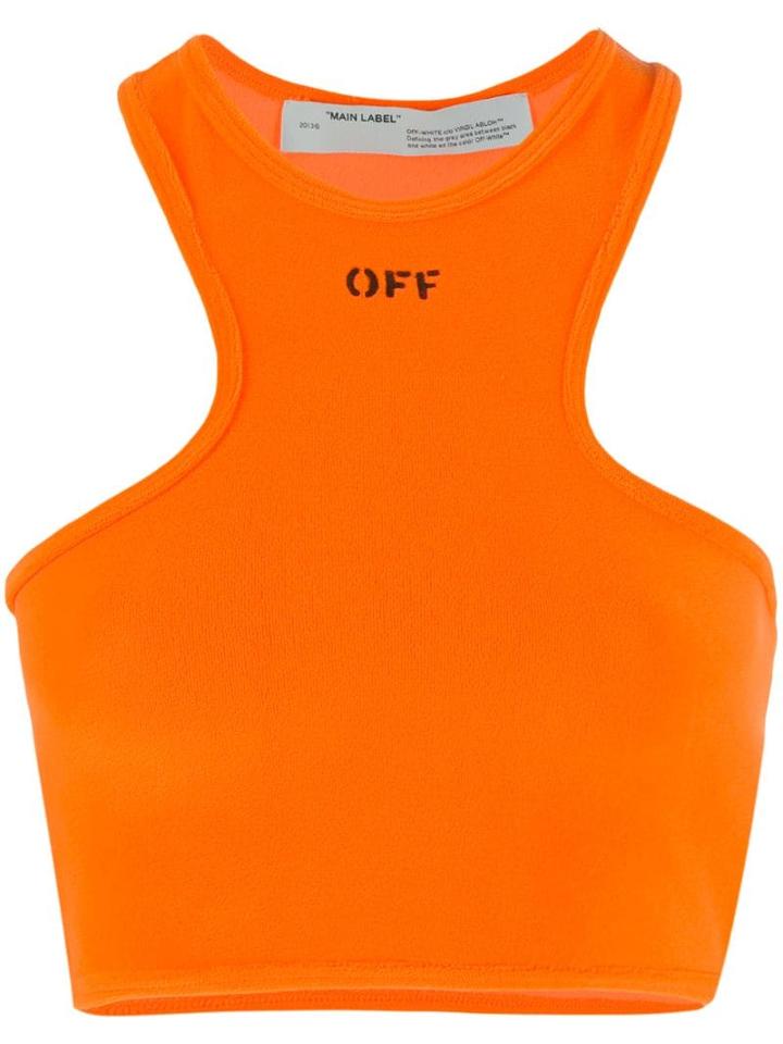 Off-white Logo Printed Sports Bra - Orange