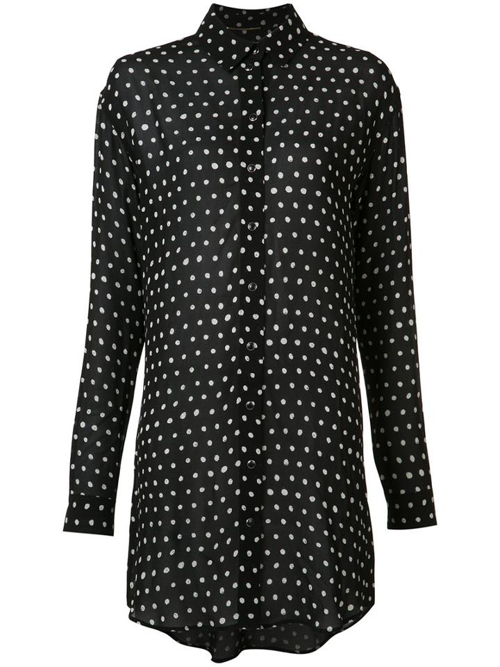 Saint Laurent Polka Dot Shirt Dress, Women's, Size: 36, Black, Viscose