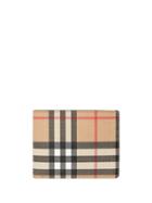 Burberry Vintage Check E-canvas And Leather Bifold Wallet - Brown