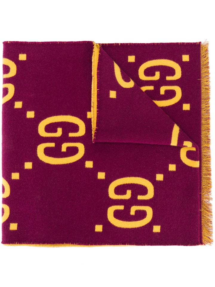 Gucci Gg Jacquard Scarf - Red
