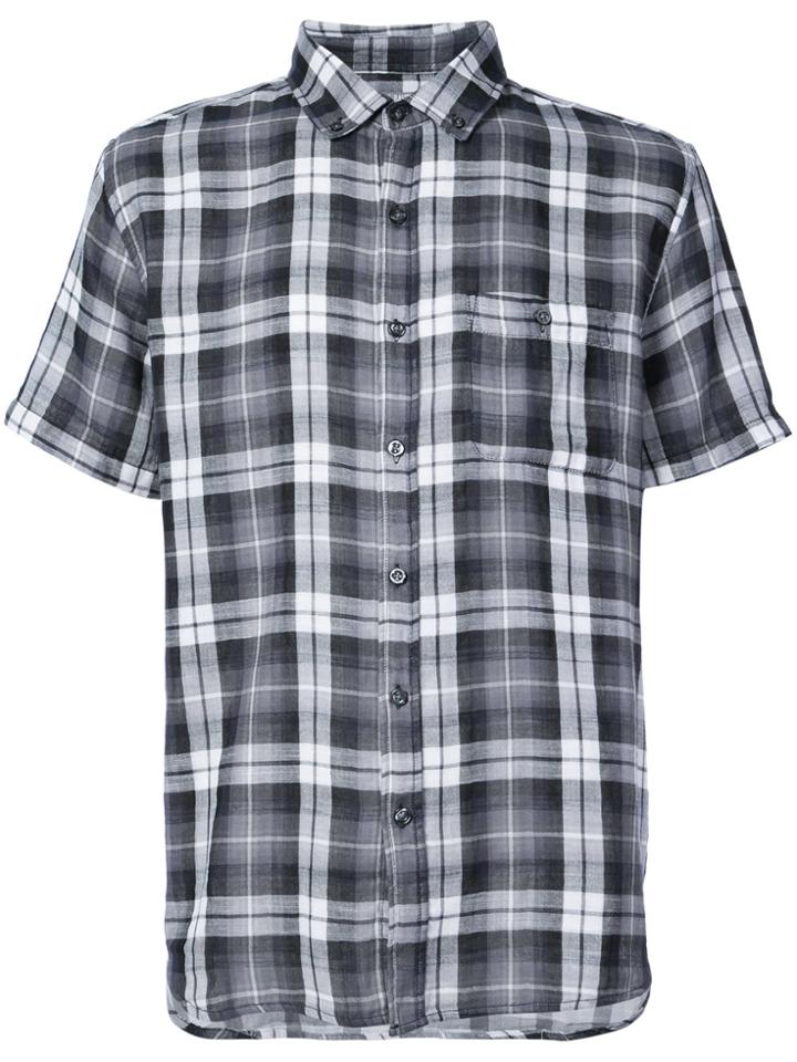 Michael Bastian Short Sleeve Plaid Shirt - Black