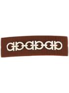 Salvatore Ferragamo Double Gancino Hair Clip - Brown
