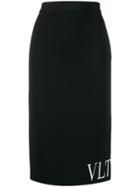 Valentino Logo Pencil Skirt - Black