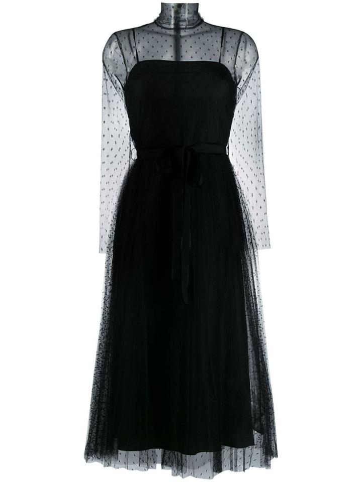 Red Valentino Layered Tulle Midi Dress - Black