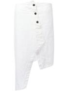 Lost & Found Rooms - Asymmetric Button Skirt - Women - Linen/flax - L, White, Linen/flax