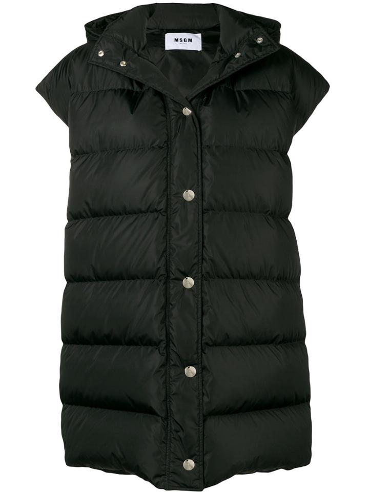 Msgm Hooded Button Gilet - Black