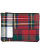Comme Des Garçons Wallet Tartan Patchwork Clutch - Red