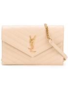 Saint Laurent Envelope Shoulder Bag, Women's, Nude/neutrals, Calf Leather