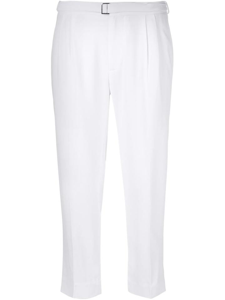 Ports 1961 Belted Cropped Trousers, Women's, Size: 38, White, Viscose/acrylic/lyocell