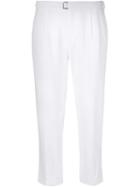Ports 1961 Belted Cropped Trousers, Women's, Size: 38, White, Viscose/acrylic/lyocell