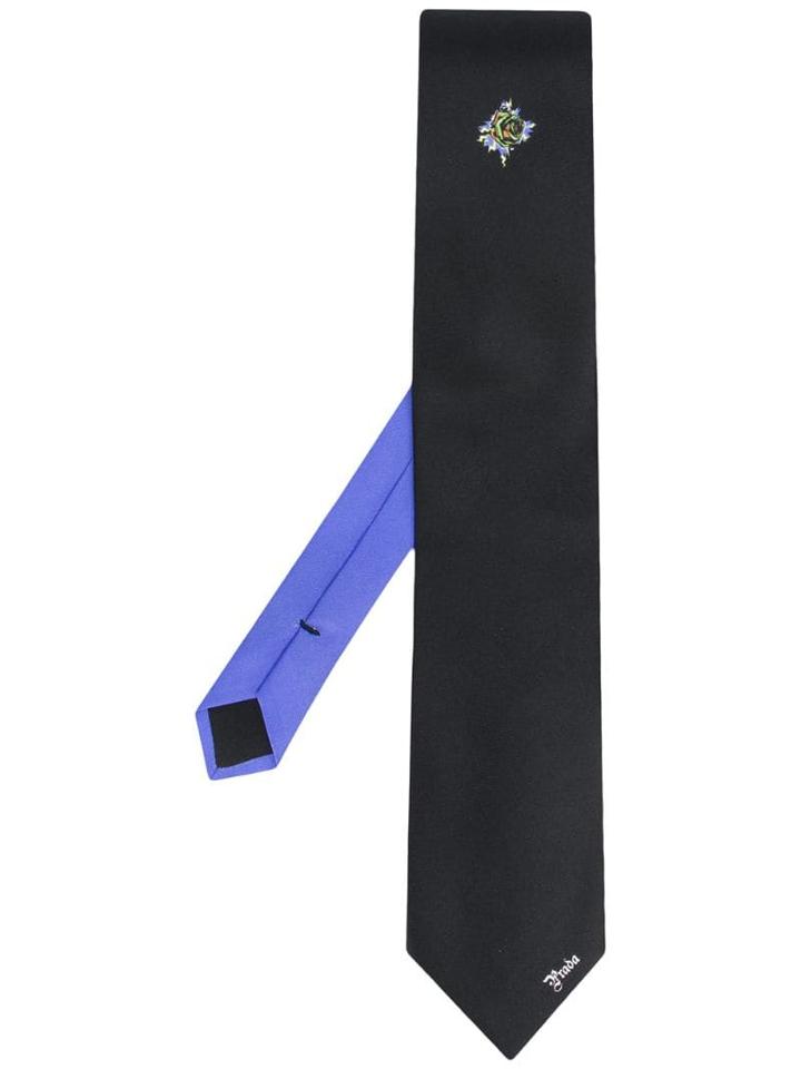 Prada Rose Motif Tie - Black