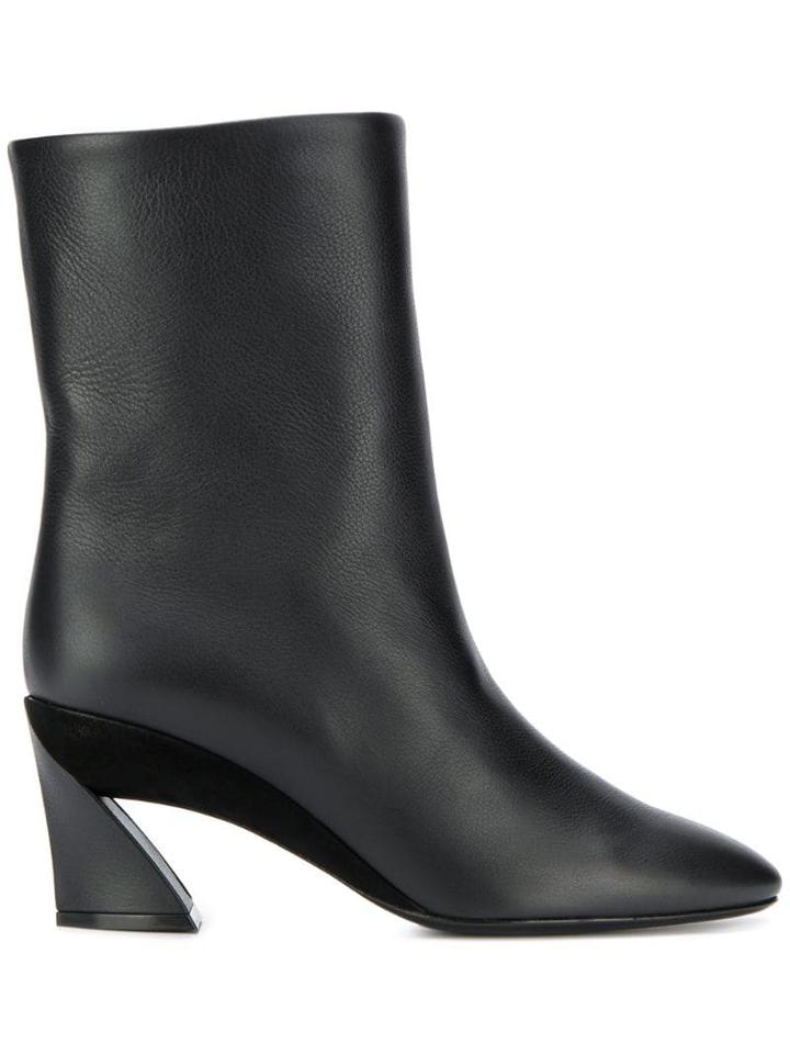 Salvatore Ferragamo Low Sculpted Heel Ankle Boots - Black