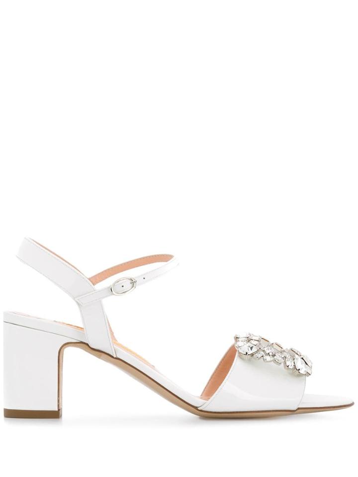 Rupert Sanderson Crystal Embellished Sandals - White