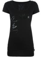 Philipp Plein Lace-up Plein Print T-shirt, Women's, Size: Medium, Black, Cotton