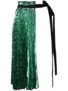 No21 Sequin Panelled Full Skirt, Women's, Size: 40, Green, Polyester