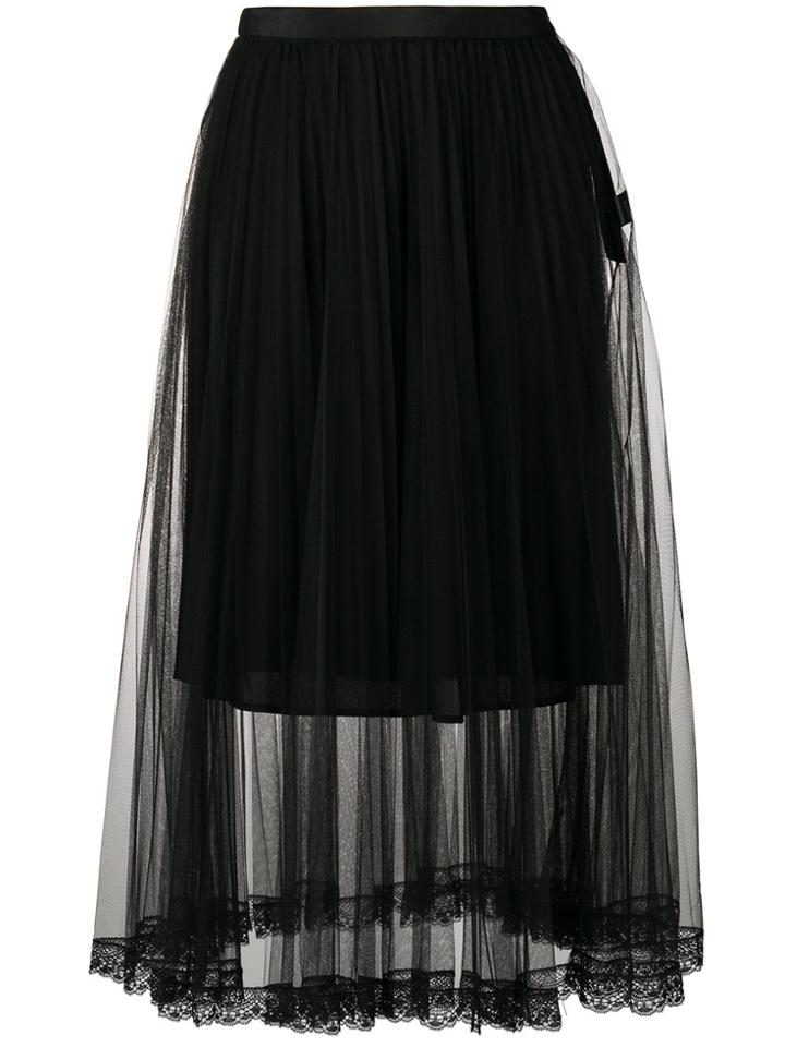 Markus Lupfer Pleated Tulle Skirt - Black