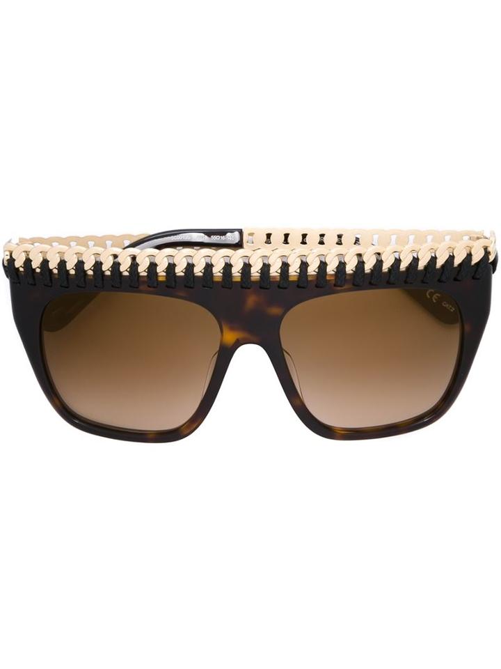 Stella Mccartney 'oversized Square' Sunglasses, Women's, Brown, Metal/acetate