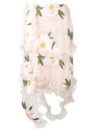 Simone Rocha Floral Embroidered Frill Skirt - Nude & Neutrals