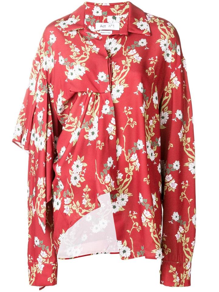 Act N&deg;1 Asymmetric Floral Print Blouse - Red