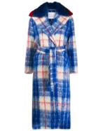 Giada Benincasa Plaid Print Contrast Collar Coat - Blue