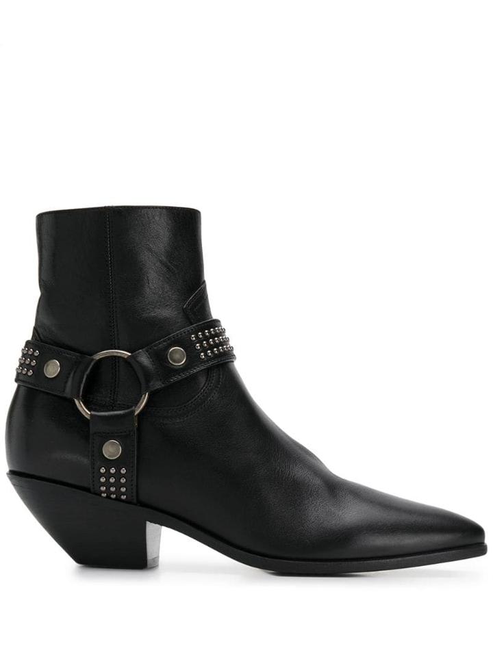 Saint Laurent Studded Leather Booties - Black