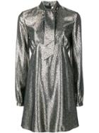 Saint Laurent Pussy Bow Metallic Dress