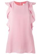 Carven Ruffled Sleeves Blouse, Women's, Size: 38, Pink/purple, Viscose/acetate/silk