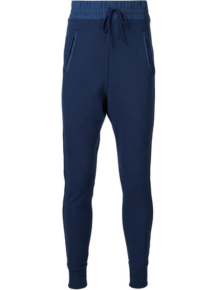 John Elliott Elastic Waistband Slim-fit Track Pants, Men's, Size: S, Blue, Cotton