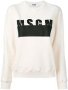 Msgm - Logo Print Sweatshirt - Women - Cotton - M, Nude/neutrals, Cotton