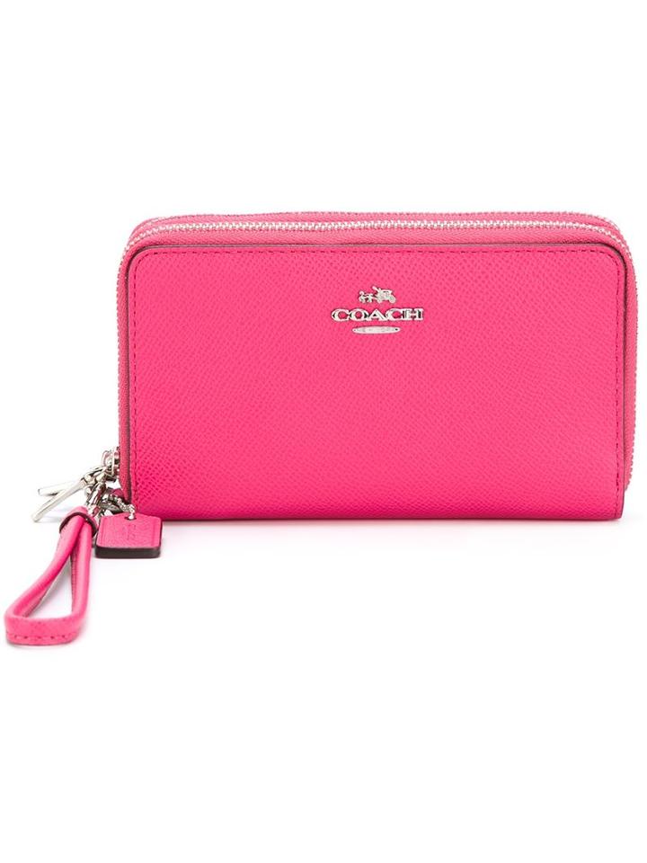 Coach Zipped Wristlet, Women's, Pink/purple, Leather