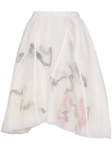 Susan Fang Organza Printed Midi Skirt - White